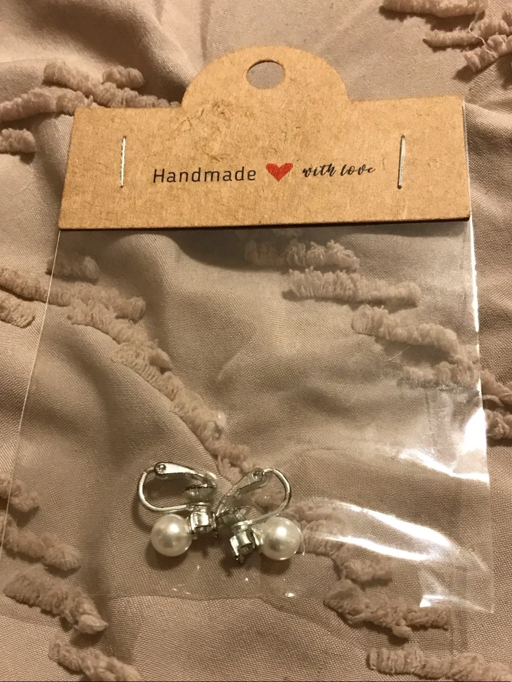 Pink Butterfly Stud Earrings & Red Beaded Angel & Clip-on Pearl Earrings
